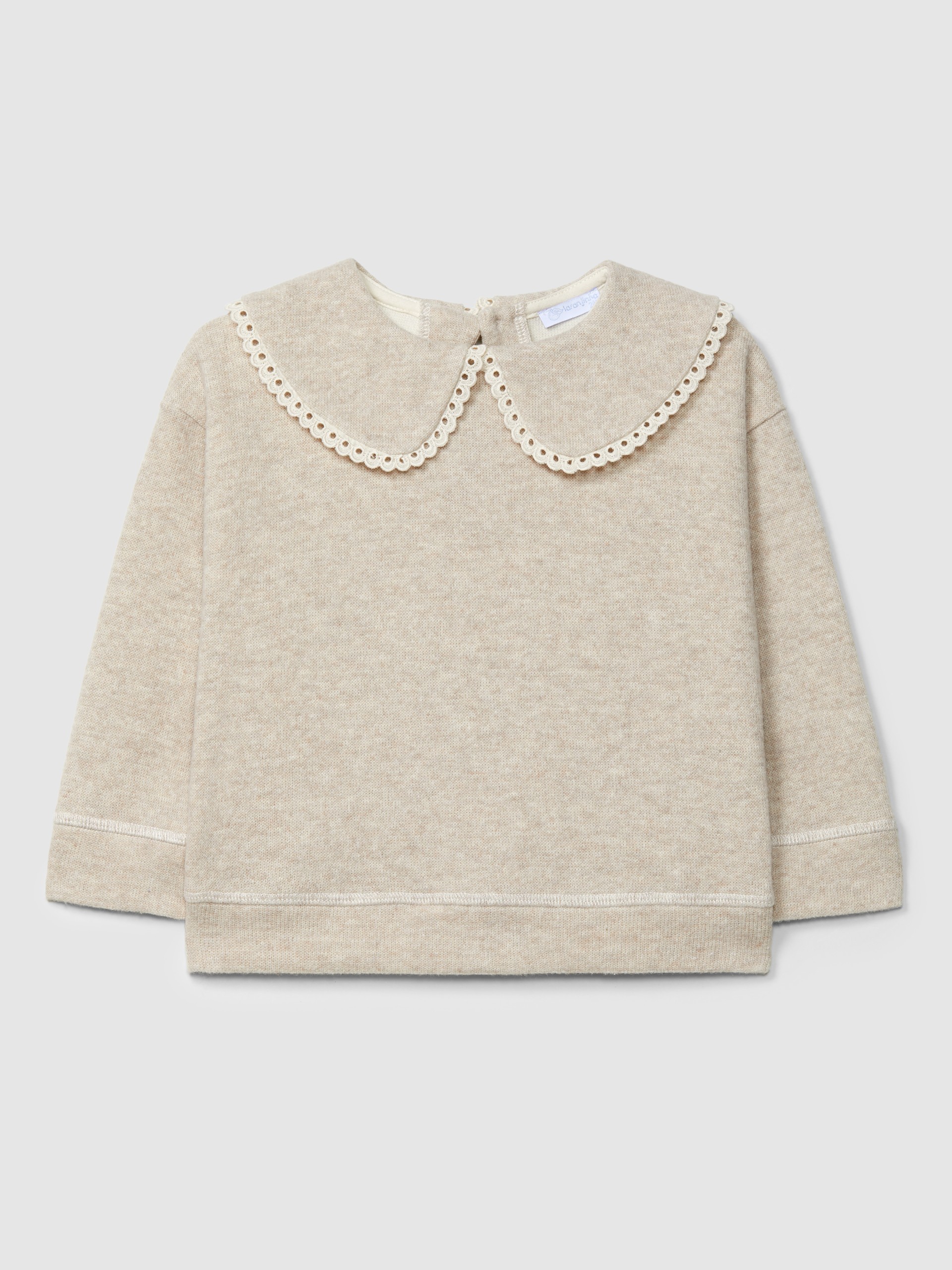 Sweatshirt em malha dupla com detalhe de renda