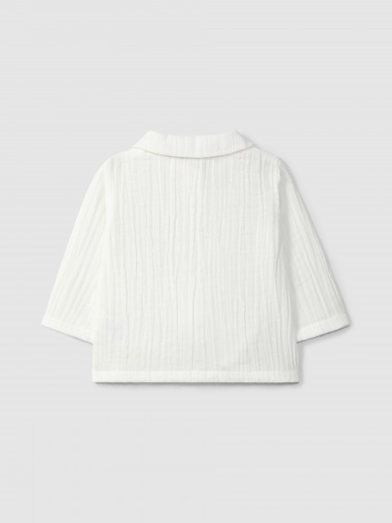 Gauze blouse with round collar Gauze blouse with round collar