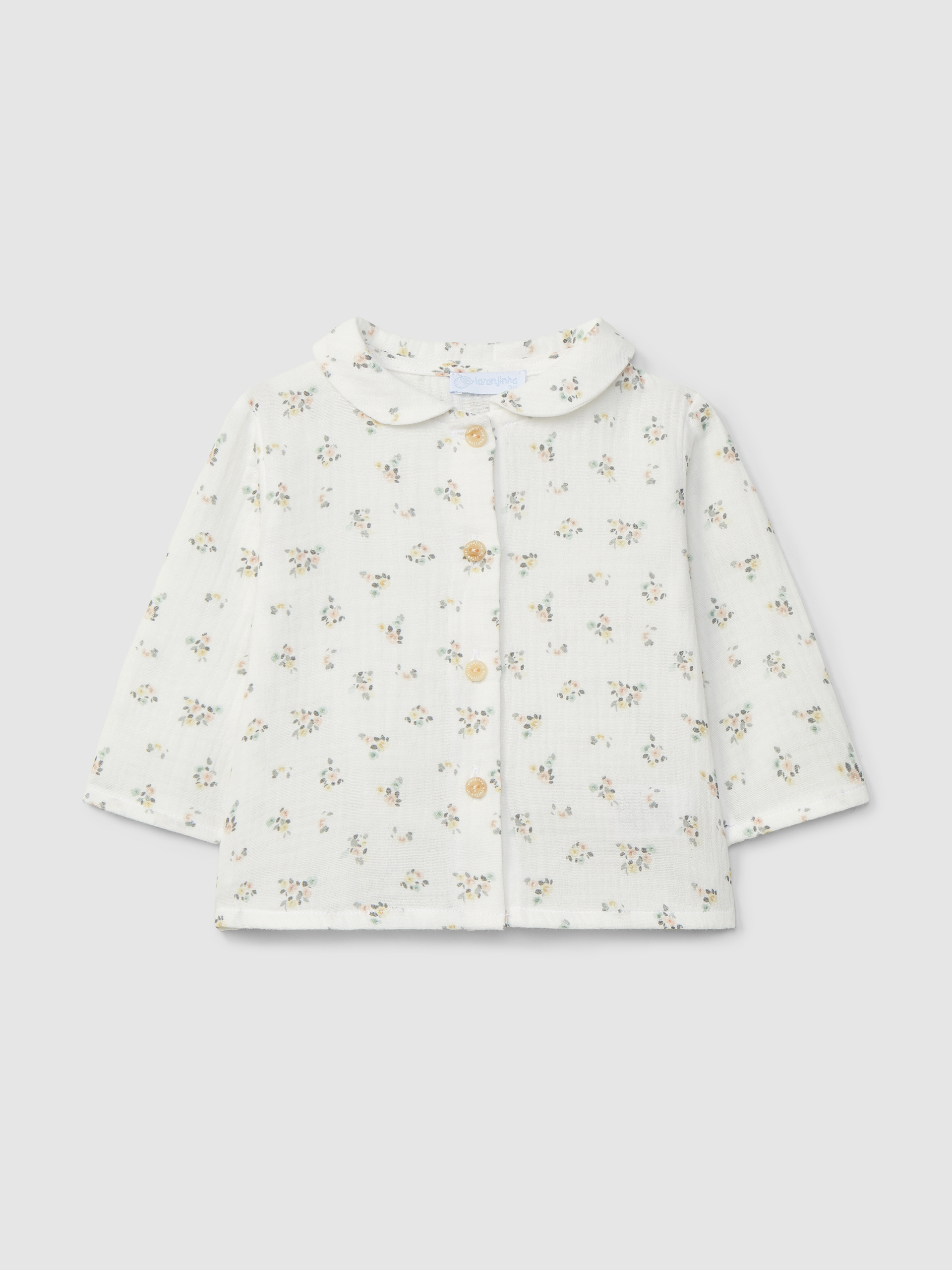 Blusa em gaze com gola redonda