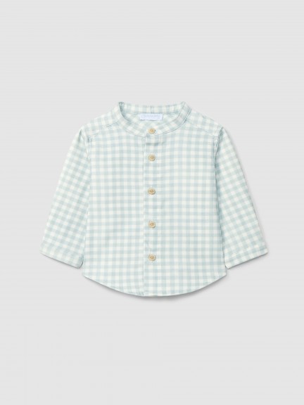 Shirt mandarin collar in check corduroy Shirt mandarin collar in check corduroy