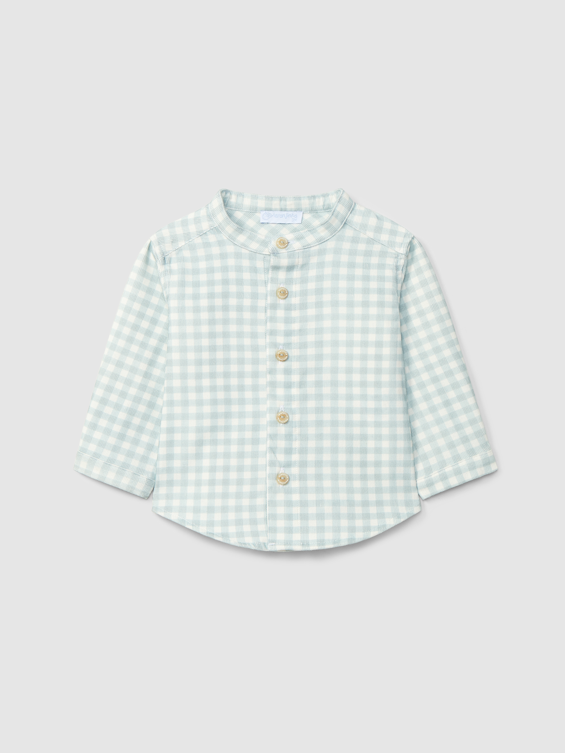 Shirt mandarin collar in check corduroy