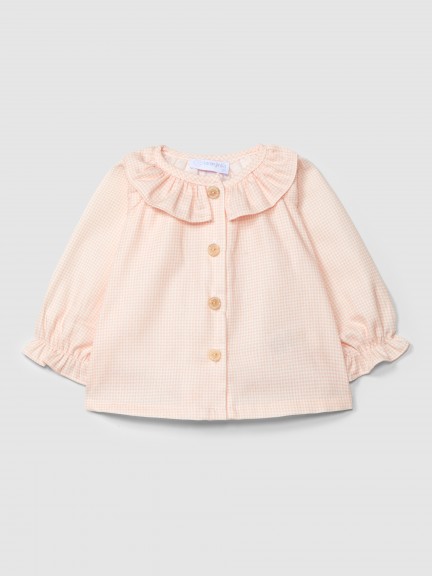 Blouse print with ruffled collar Blouse print with ruffled collar