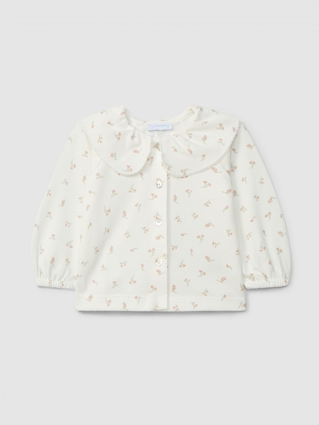 Piqué longsleeve with ruffled collar Piqué longsleeve with ruffled collar