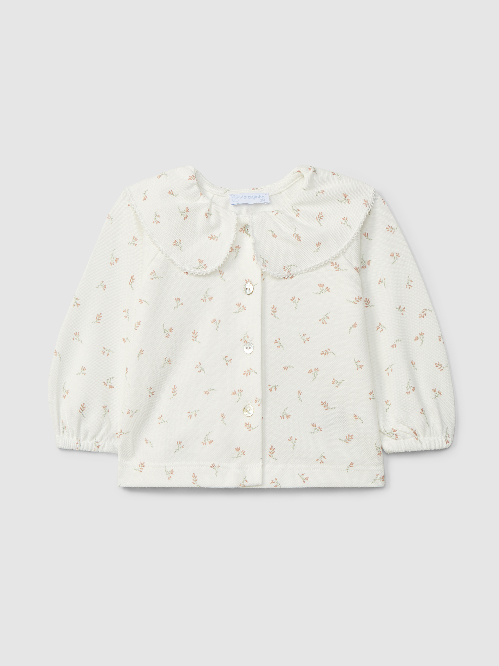 Piqué longsleeve with ruffled collar