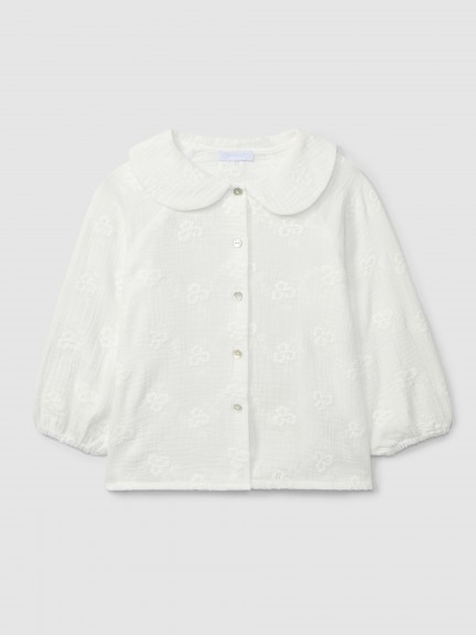 Blusa en tela bordada floral