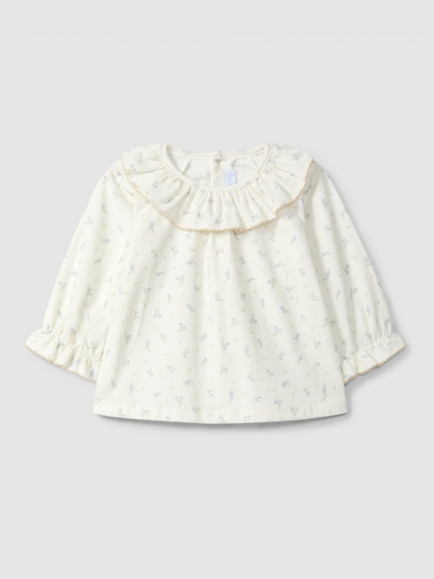 Blouse à fleurs en velours côtelé Blouse à fleurs en velours côtelé
