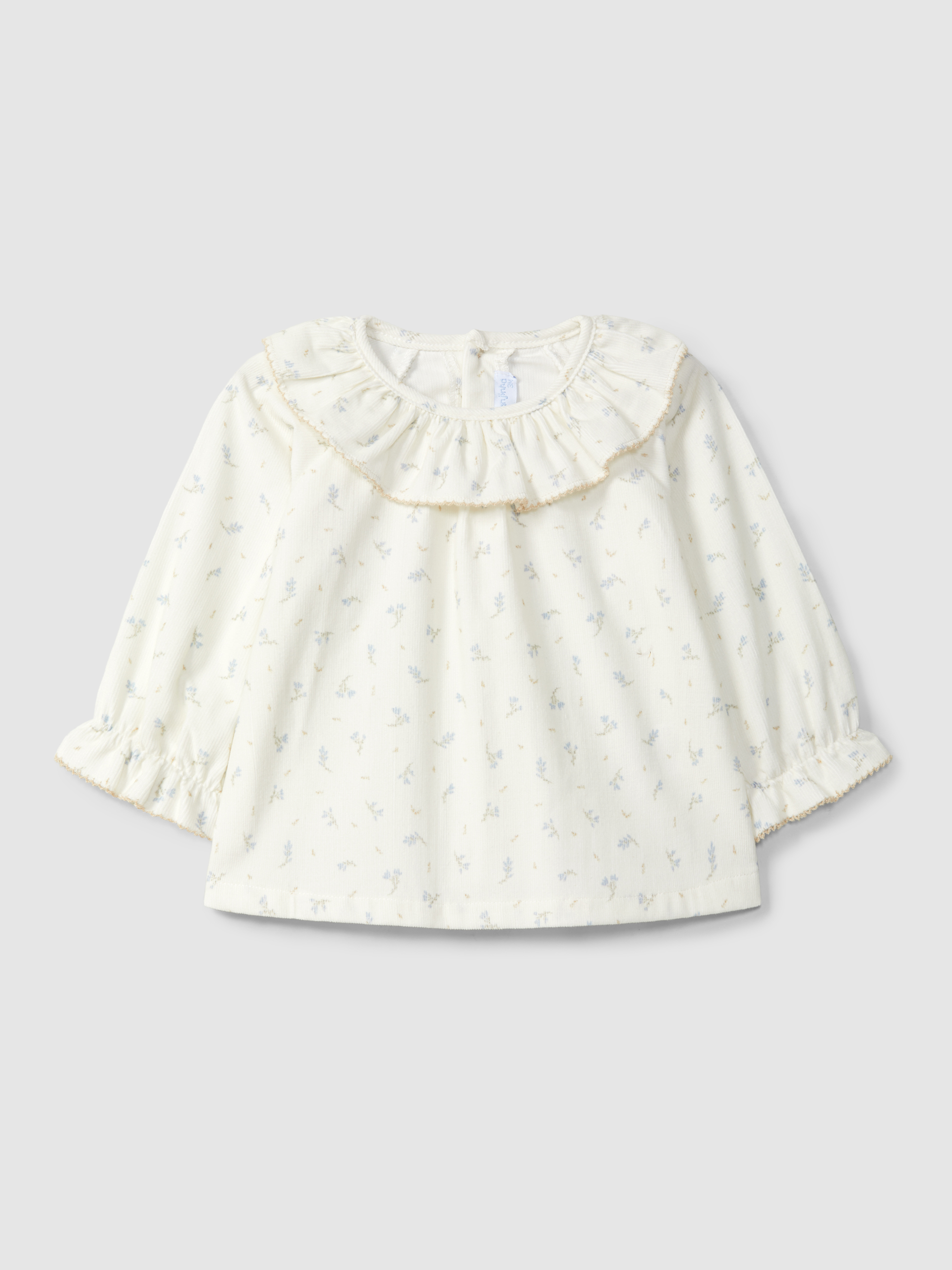 Blouse à fleurs en velours côtelé