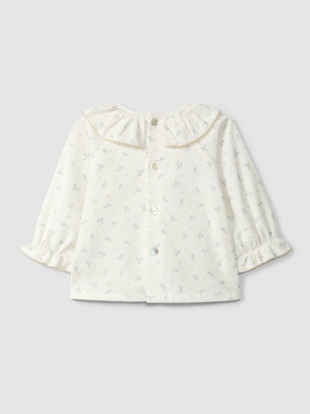Blouse à fleurs en velours côtelé Blouse à fleurs en velours côtelé