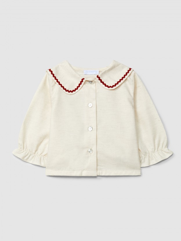 Blouse with rickrack detail in contrast colour Blouse with rickrack detail in contrast colour