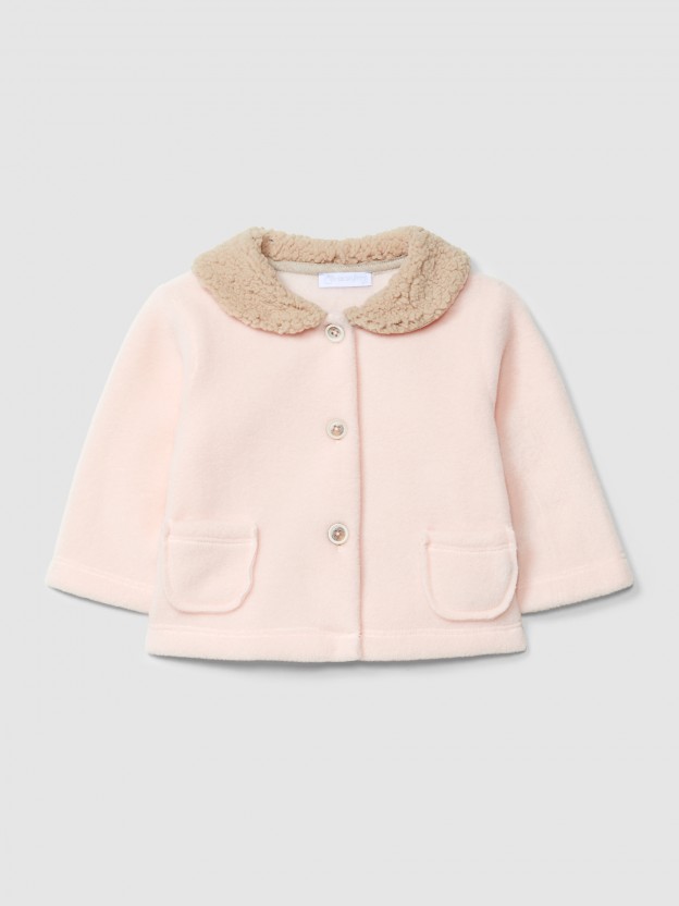 Fleece jacket with fur collar