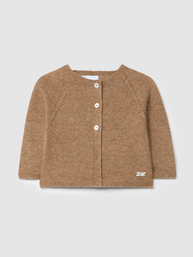 Knitted cardigan with cable-knit detail