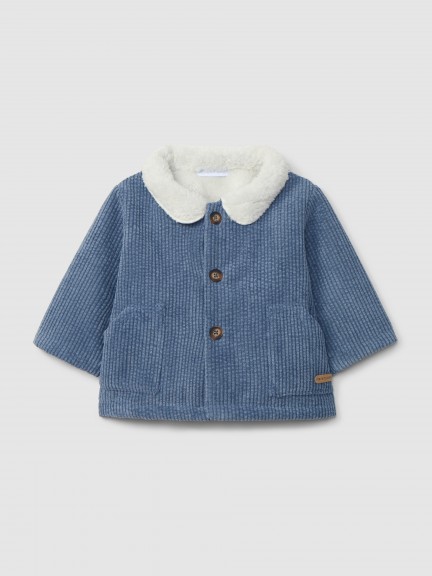 Corduroy jacket with fur