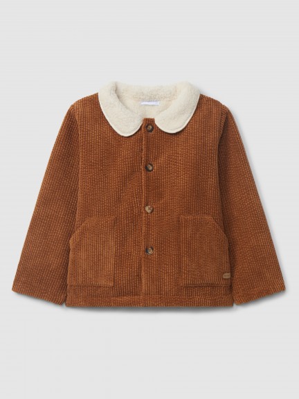 Veste en velours c�tel� � fourrure