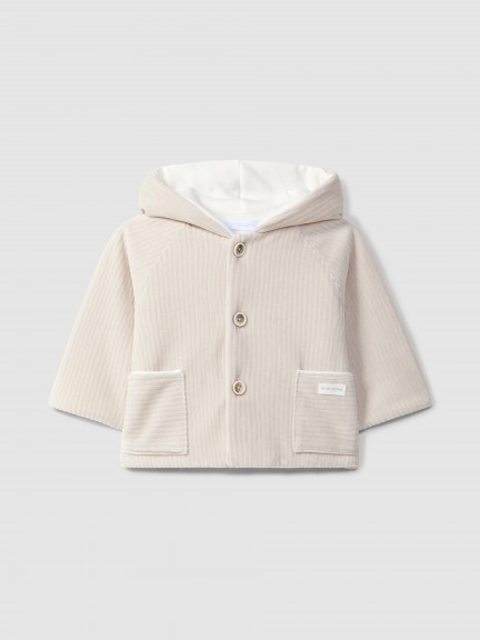 Ribbed velvet hooded jacket Ribbed velvet hooded jacket
