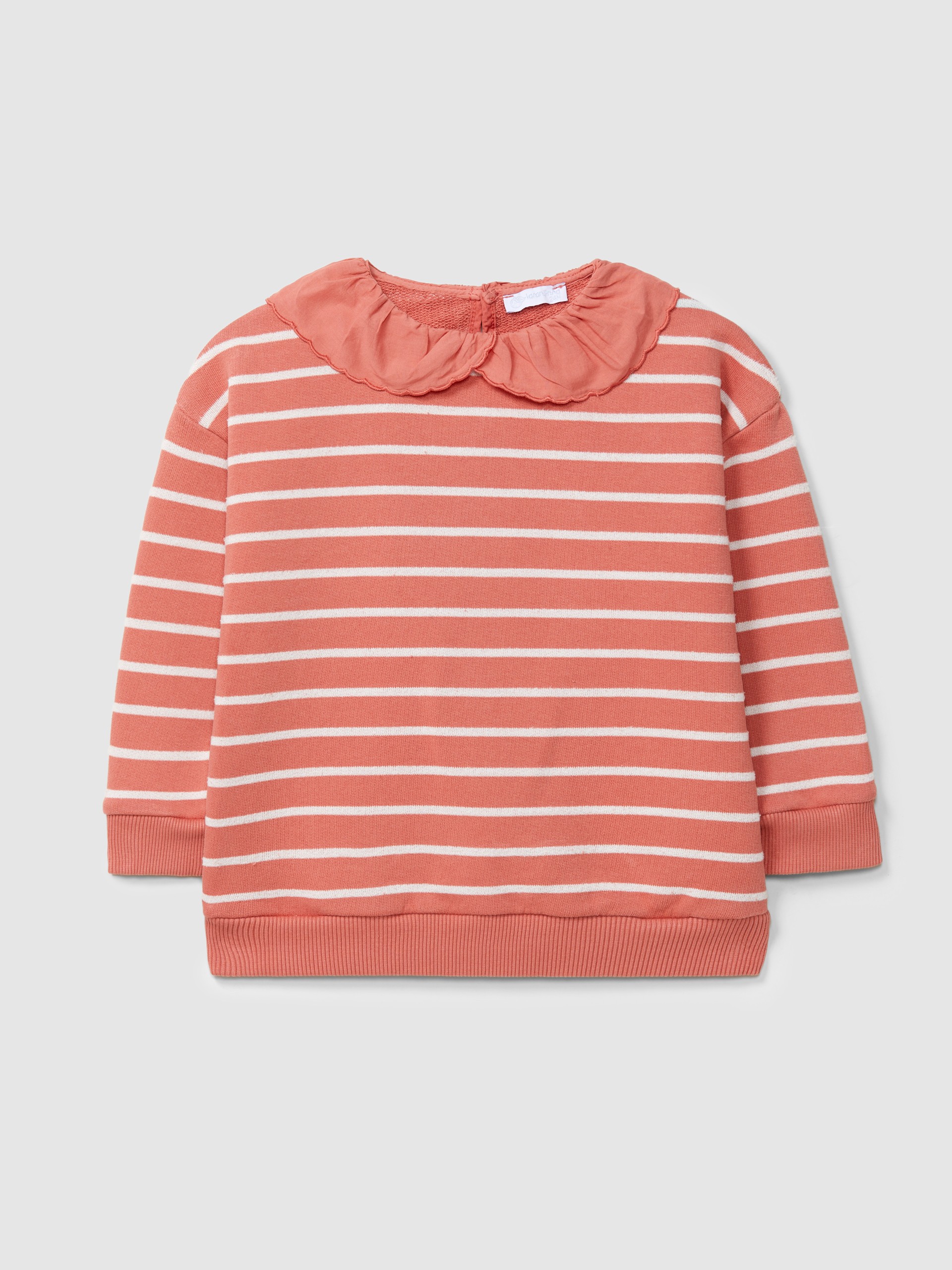 Sweatshirt riscas com gola de folho