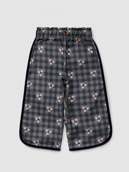 Pull-up wide-leg pants floral print Pull-up wide-leg pants floral print
