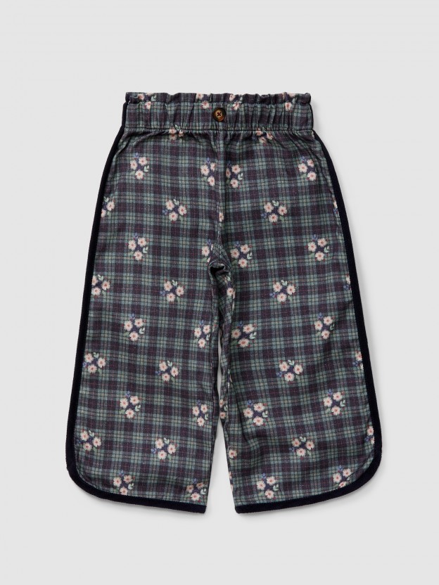 Pull-up wide-leg pants floral print Pull-up wide-leg pants floral print