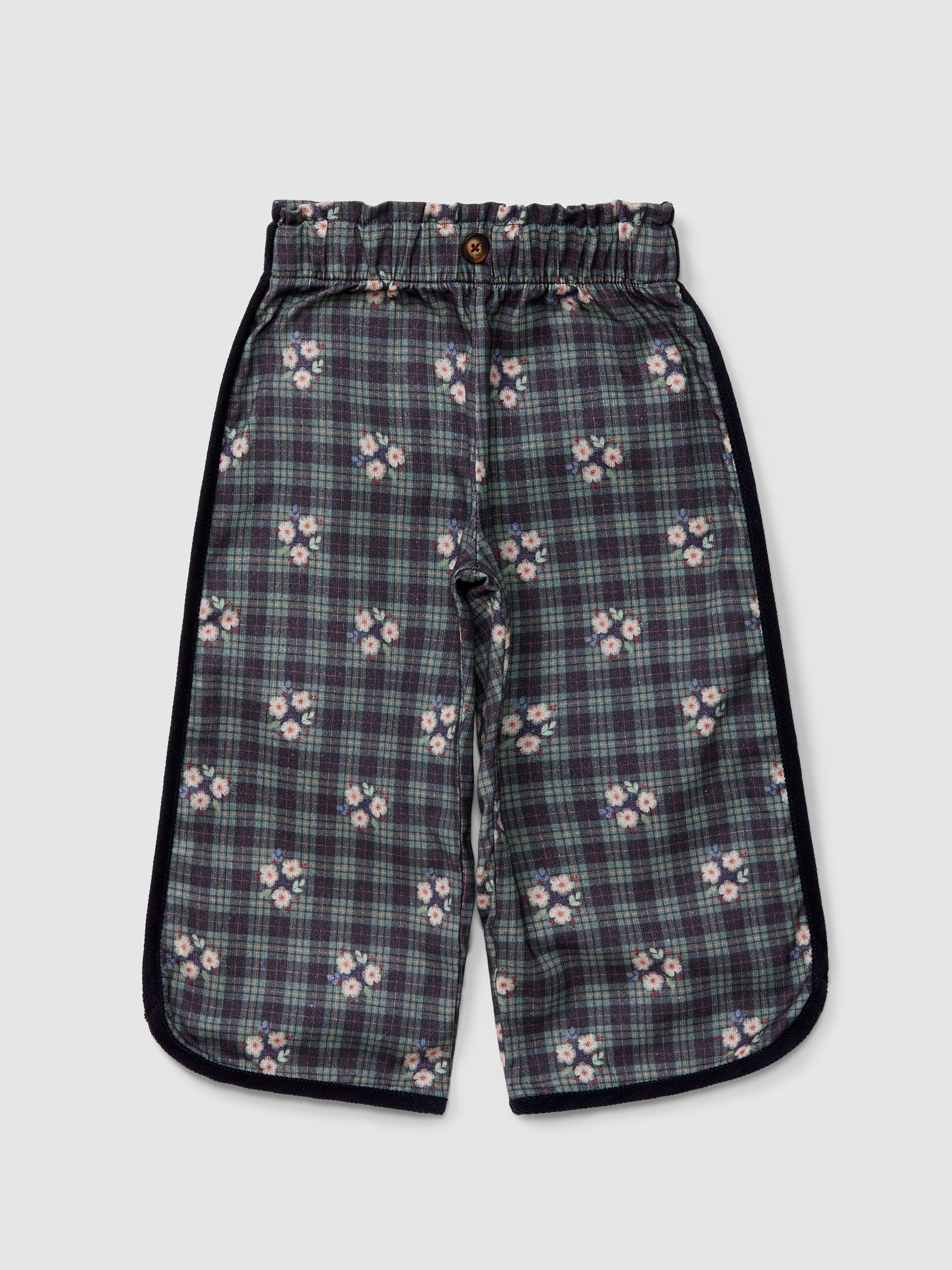 Pull-up wide-leg pants floral print