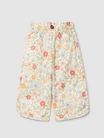 Pantalon pull-up wide leg imprimé fleuri Pantalon pull-up wide leg imprimé fleuri