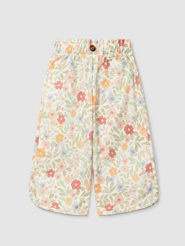 Cal�as pull-up wide leg estampado floral