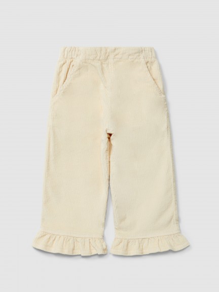 Pantalón pull-up en pana con detalle de volante Pantalón pull-up en pana con detalle de volante