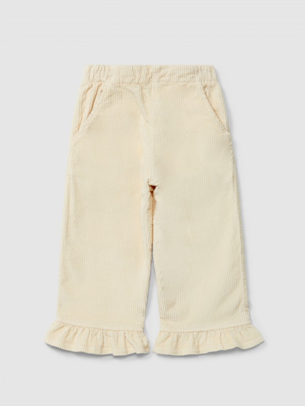 Pull-up pants in corduroy with ruffled detail Pull-up pants in corduroy with ruffled detail