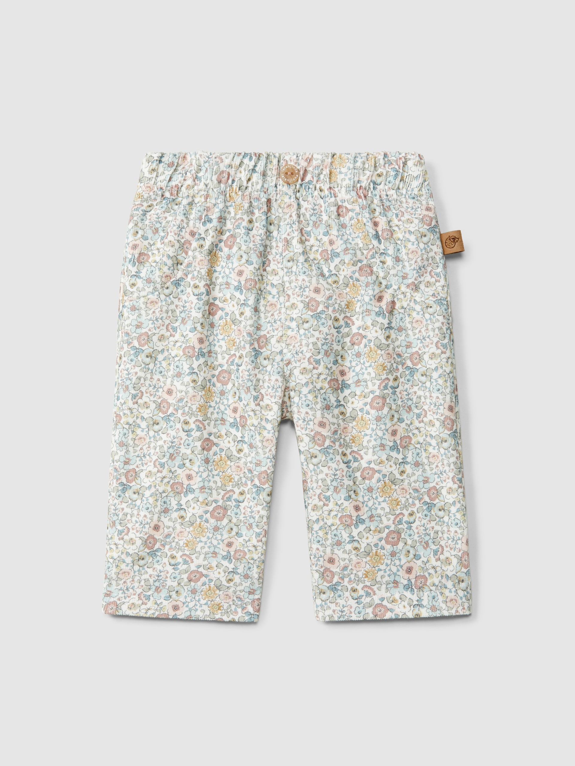 Pull-up print corduroy pants