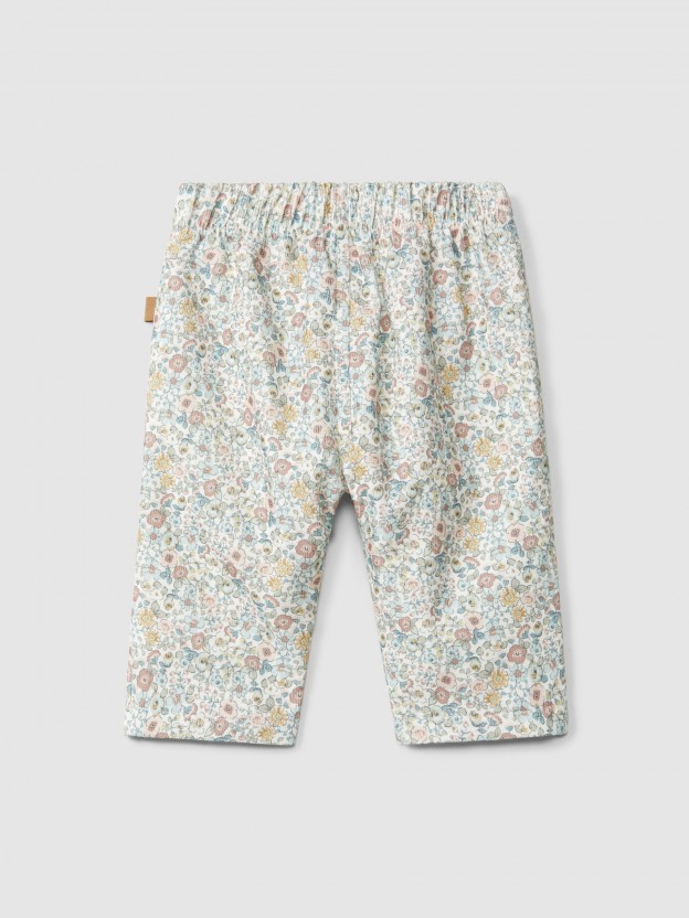 Pull-up print corduroy pants Pull-up print corduroy pants