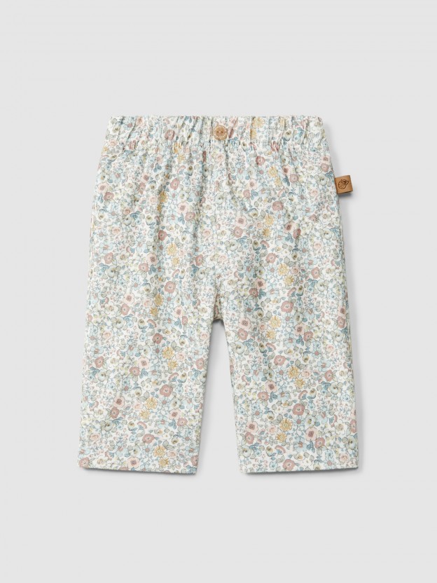 Pull-up print corduroy pants Pull-up print corduroy pants