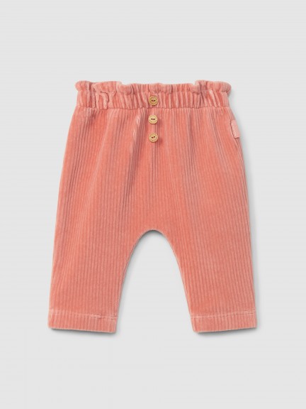 Pull-up pants in corduroy-type fabric