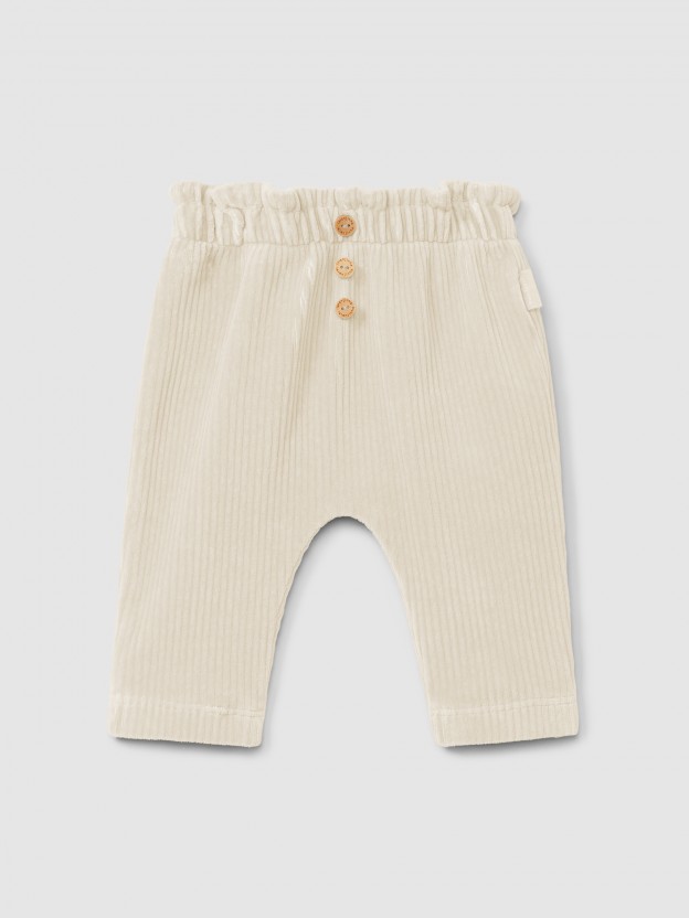 Pull-up pants in corduroy-type fabric Pull-up pants in corduroy-type fabric
