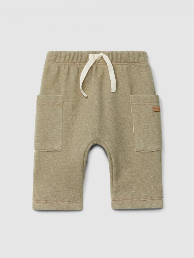 Pull-up pants in double-layered jersey with pockets Pull-up pants in double-layered jersey with pockets