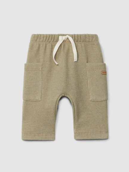 Pantalón pull-up en tela doble con bolsillos Pantalón pull-up en tela doble con bolsillos