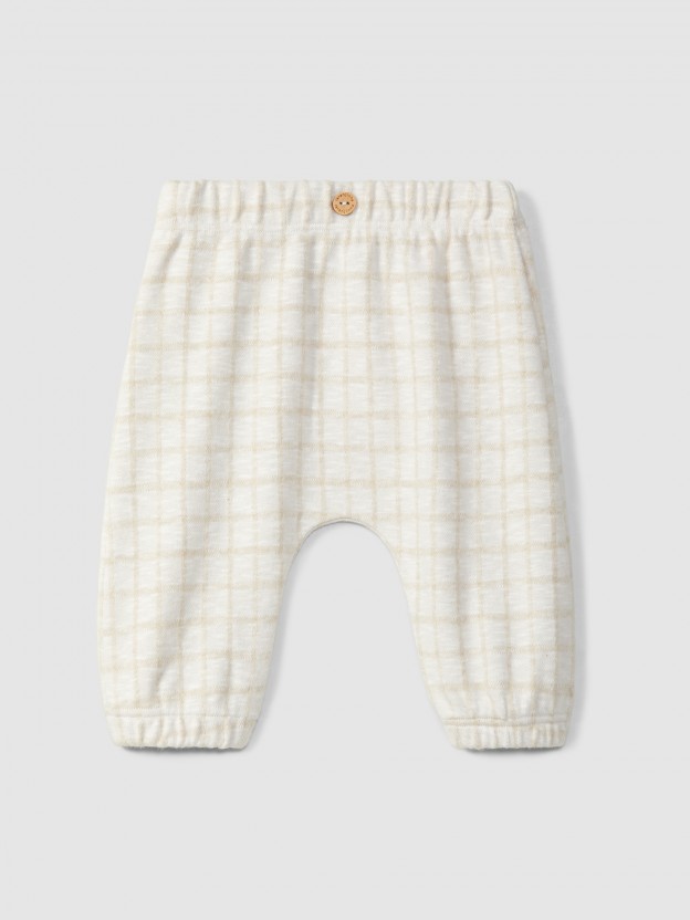 Pantalones pull-up en punto jacquard