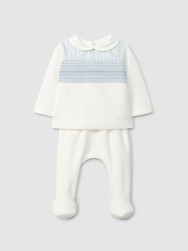 Fato de duas peças detalhe de smocks Fato de duas peças detalhe de smocks