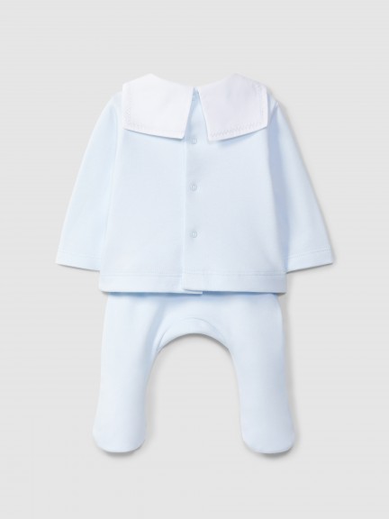 Vestido de dos piezas con cuello de marinero con bordado en punto de cruz Vestido de dos piezas con cuello de marinero con bordado en punto de cruz