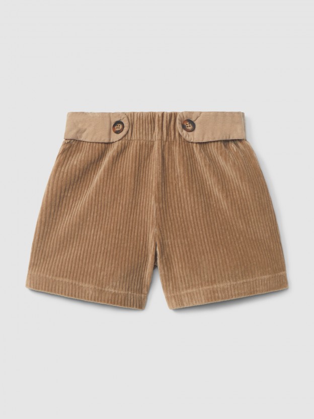 Bermudas pull-up tejido tipo pana Bermudas pull-up tejido tipo pana