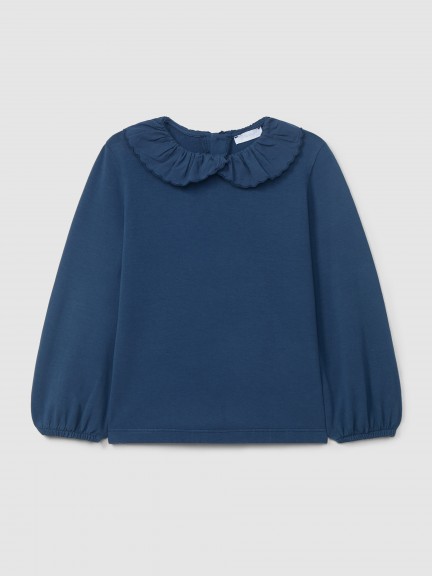 Cotton longsleeve with ruffled collar Cotton longsleeve with ruffled collar