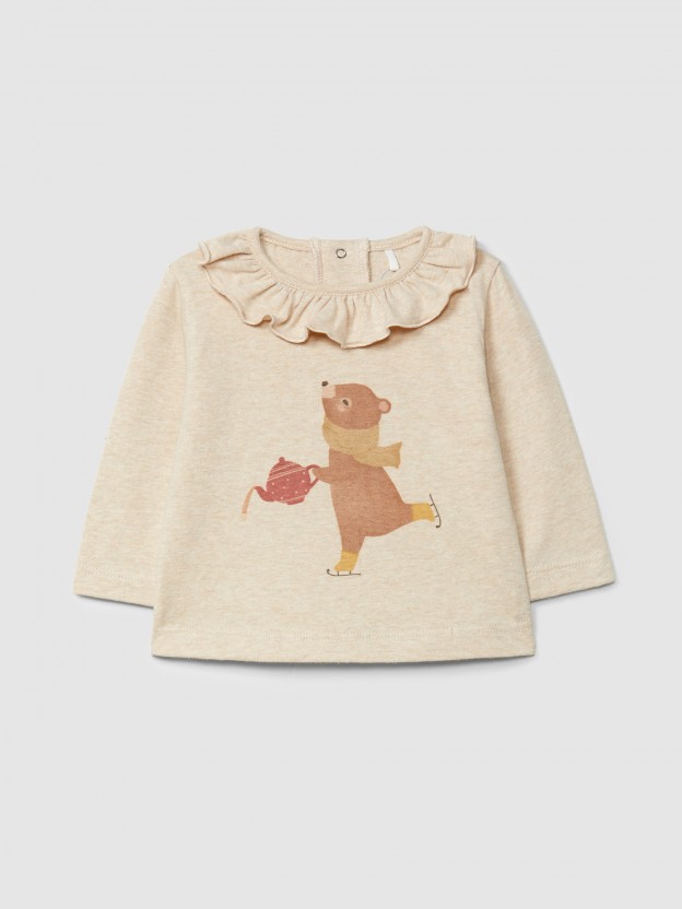 Longsleeve col à volant ours patineur Longsleeve col à volant ours patineur