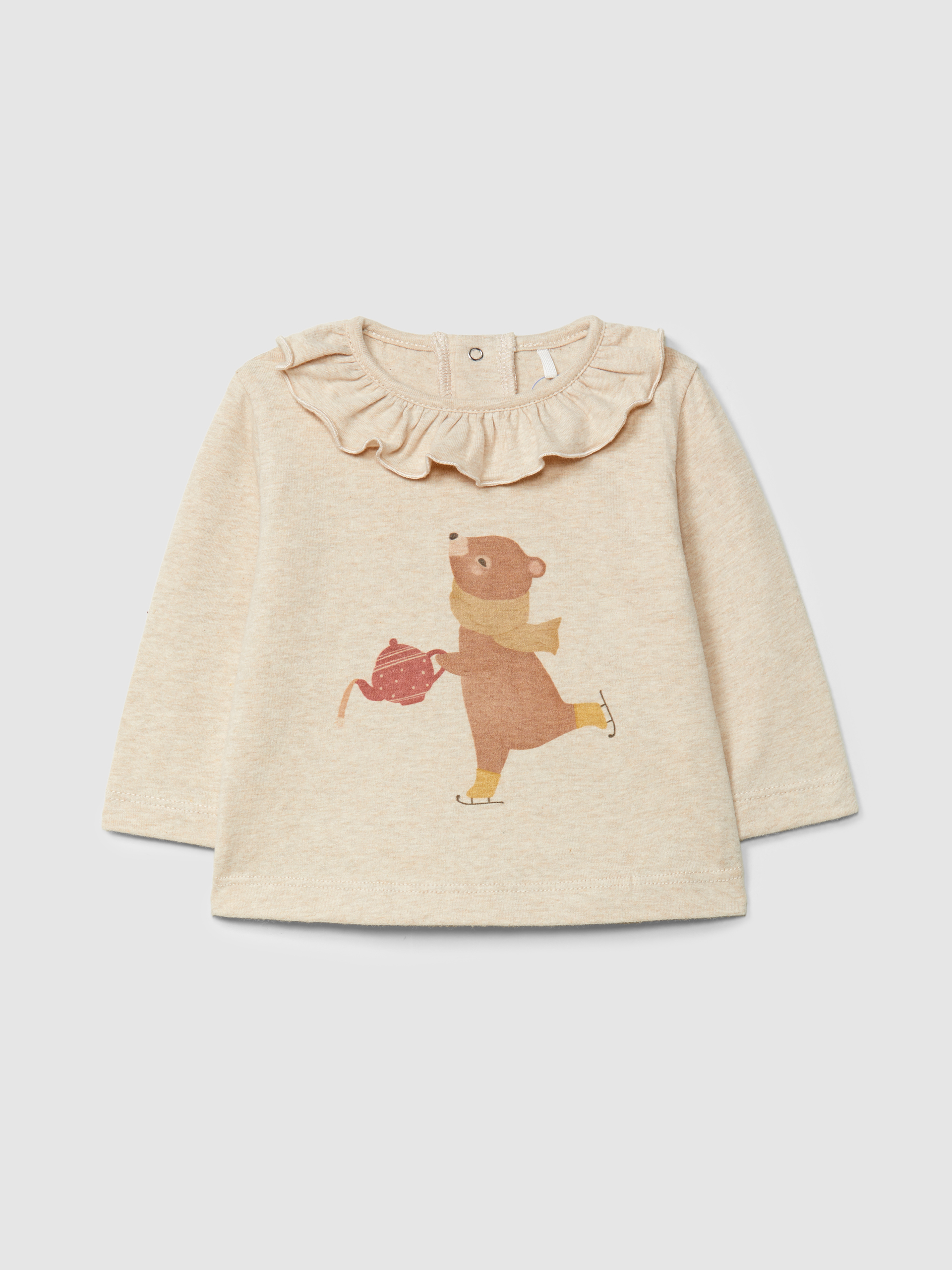 Longsleeve col à volant ours patineur
