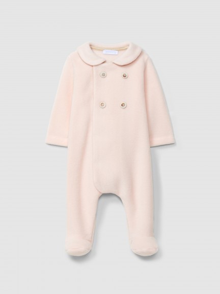 Fleece babygrow with decorative buttons Fleece babygrow with decorative buttons