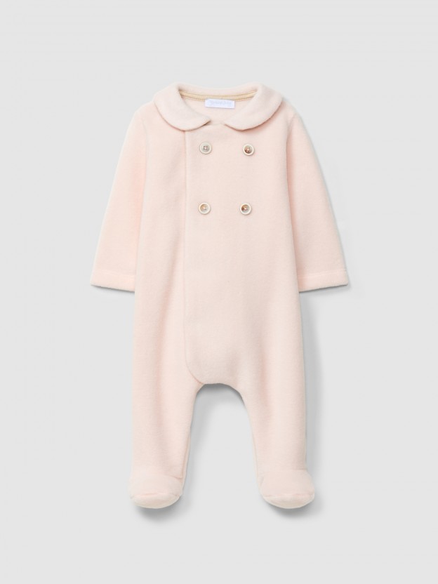 Fleece babygrow with decorative buttons Fleece babygrow with decorative buttons