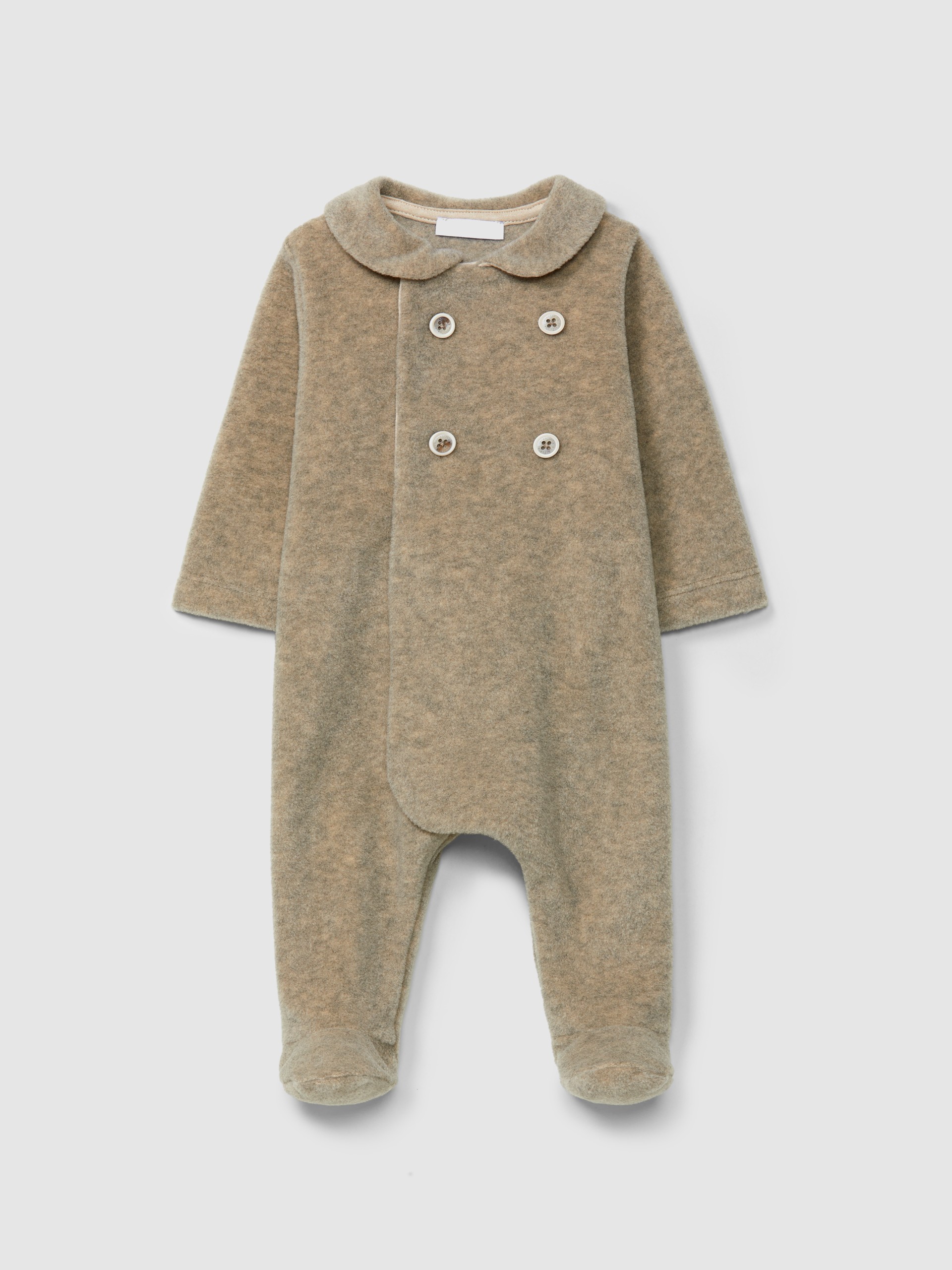 Fleece babygrow with decorative buttons