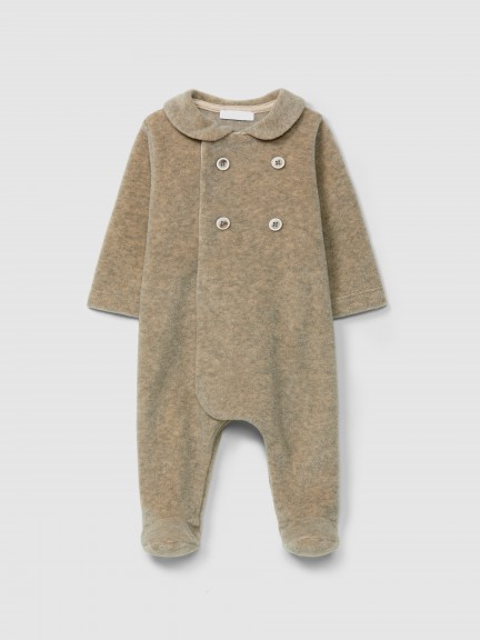 Fleece babygrow with decorative buttons Fleece babygrow with decorative buttons
