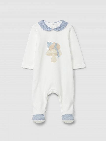 Babygrow � micro-carreaux vichy et petite souris