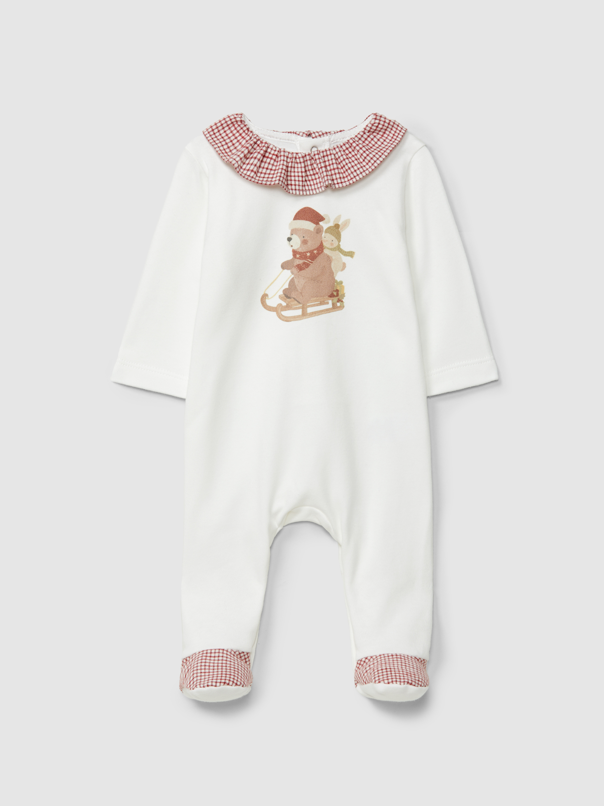 Babygrow ours et lapin sur le traîneau col à volant