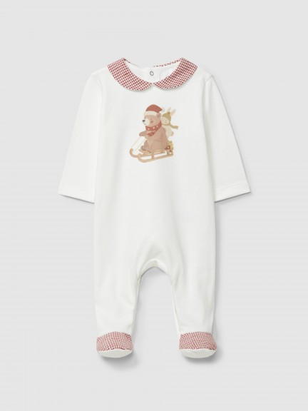 Babygrow bear and rabbit on sled Babygrow bear and rabbit on sled