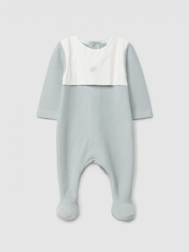 Babygrow in organic cotton with embroidered detail