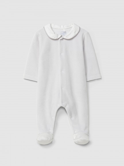 Babygrow en velours avec col claudine en tissu imprim�