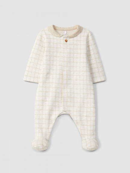 Babygrow in jacquard knit with round collar